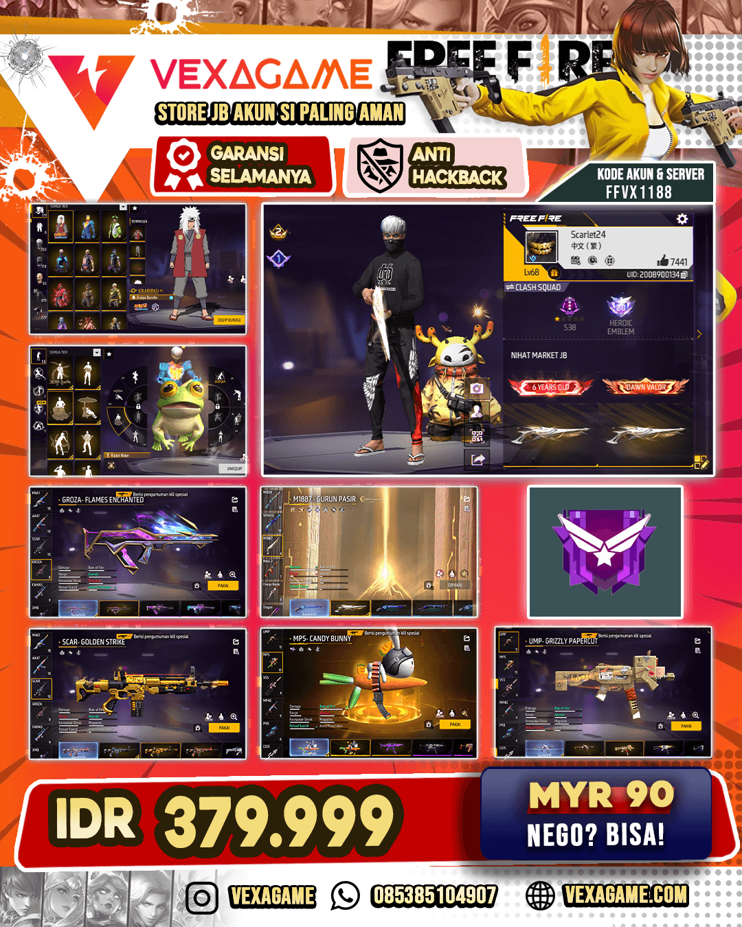 SG GURUN | SG TRIO BIRU | SCAR TITAN | MP5 CANDY BUNNY | VAULT 300+