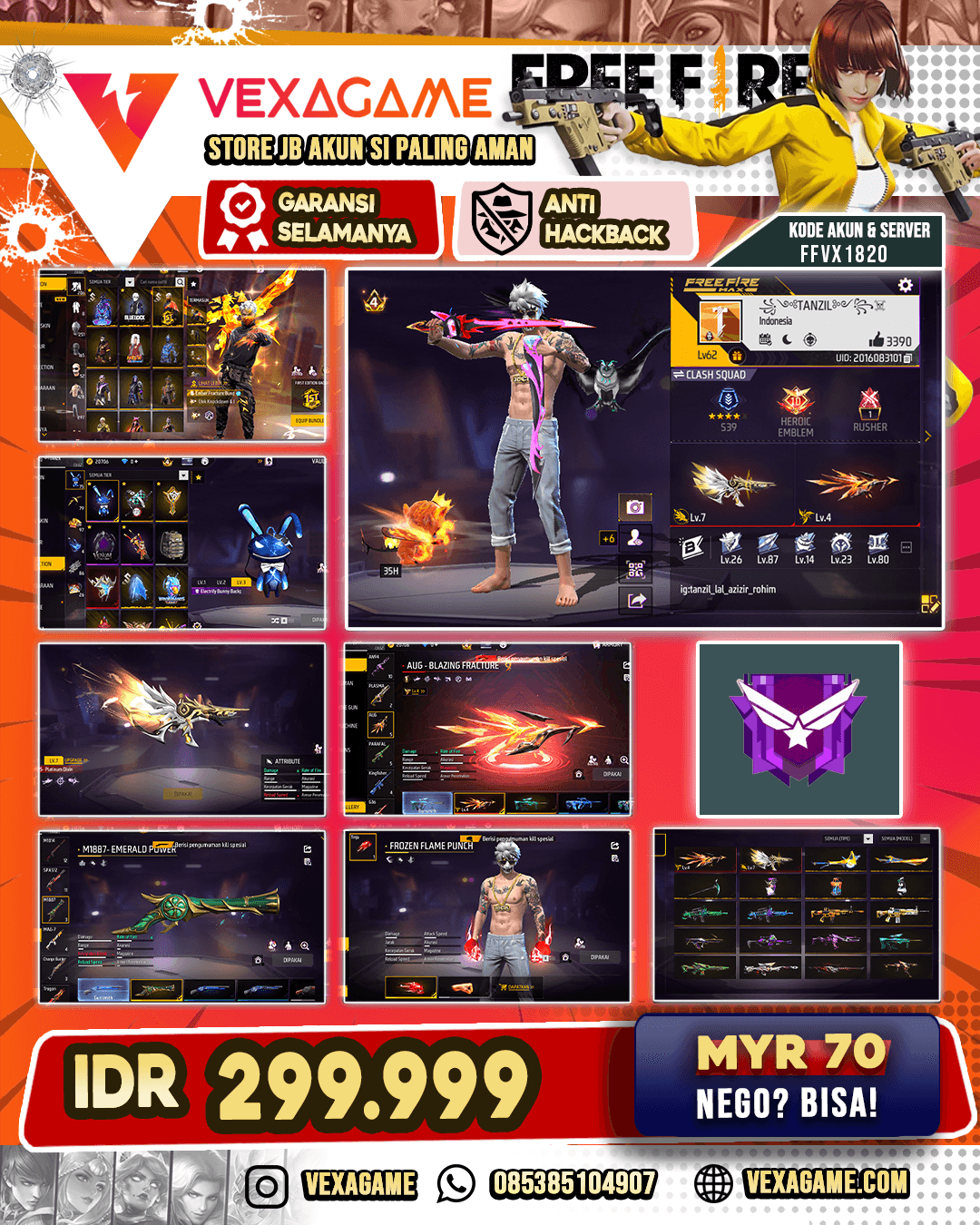 1 EVO MAX | 1 EVO LV 4 | SG TEROMPET | BUNNY BUNDLE | KATANA ON | TINJU ON | VAULT TW 430