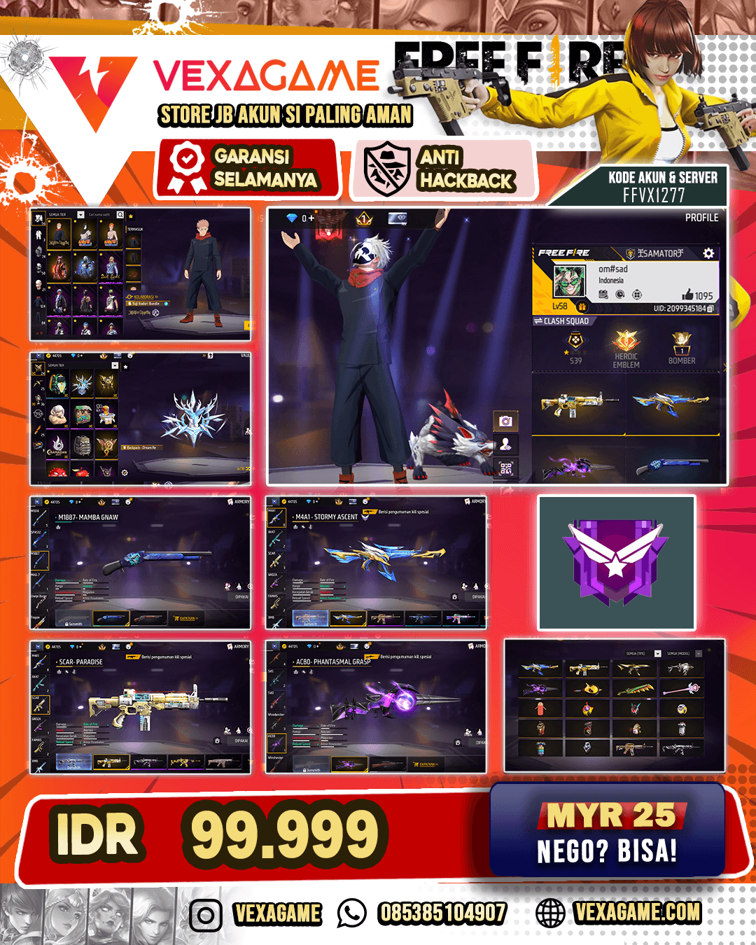 Bundle Yuji Itadori | M4A1 Stromy Ascent | Scar Paradise | M14 Burning Lily | AC80 Phantasmal Grasp | SG Mamba |