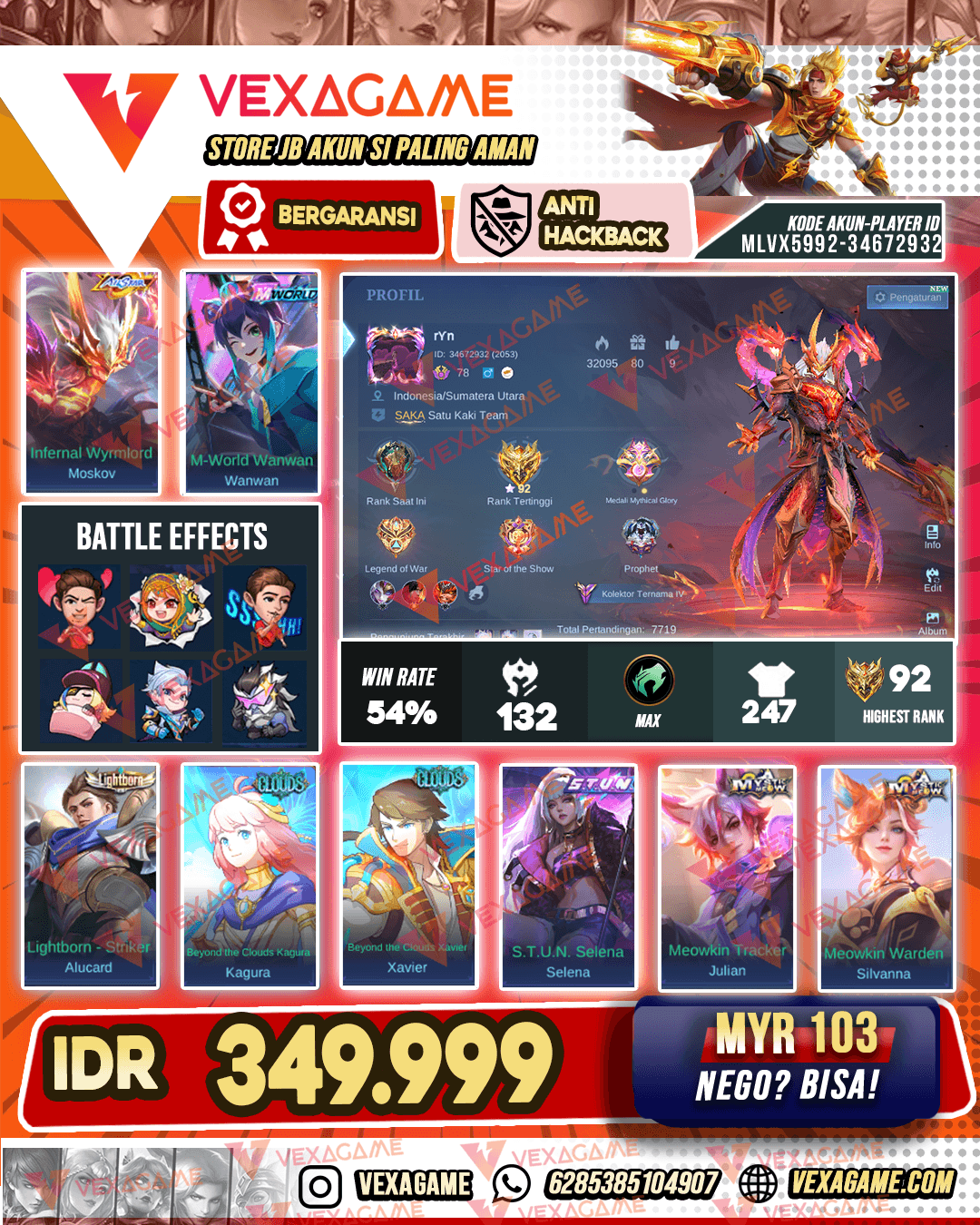 Moskov All Star | Xavier & Kagura Clouds | Wanwan Mworld | Selena STUN | Emblem & Hero MAX