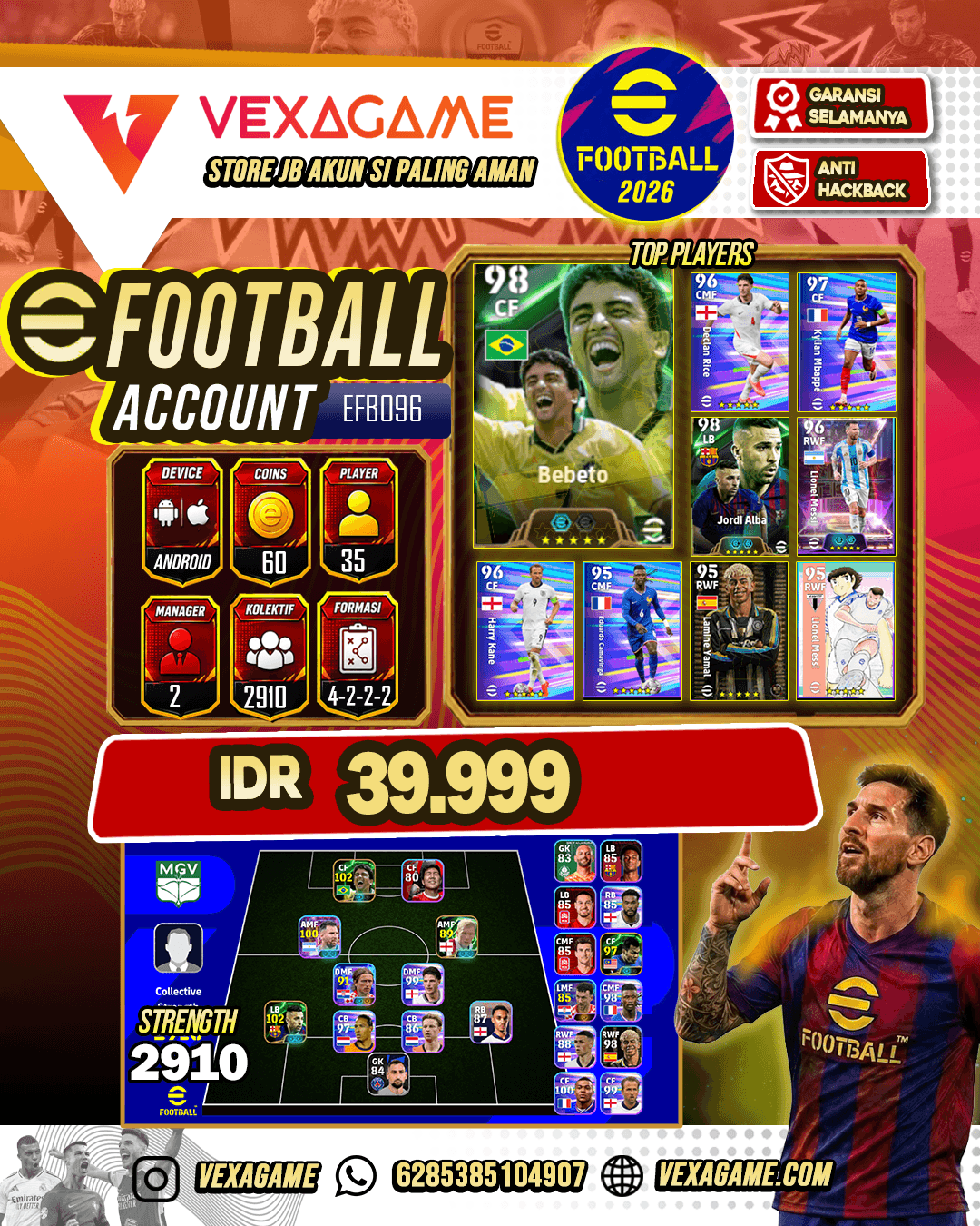 Akun Murah | Bebeto Epic X Jordi Alba Epic | Card Windah | Scholes Epic