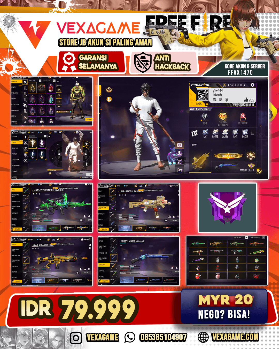 Backpack Sayap | M4A1 Venom Netherworld | SCAR Paradise | SG Mamba | UMP Grizzly Papercut