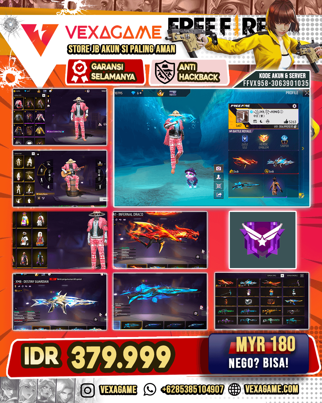Clubber TOP | M4A1 Infernal Draco LV 6 | M4A1 Stormy Ascent | SCAR Golden Strike | SG Aqua Burst | XM8 Destiny Guardian Lv 6 | Vault 400