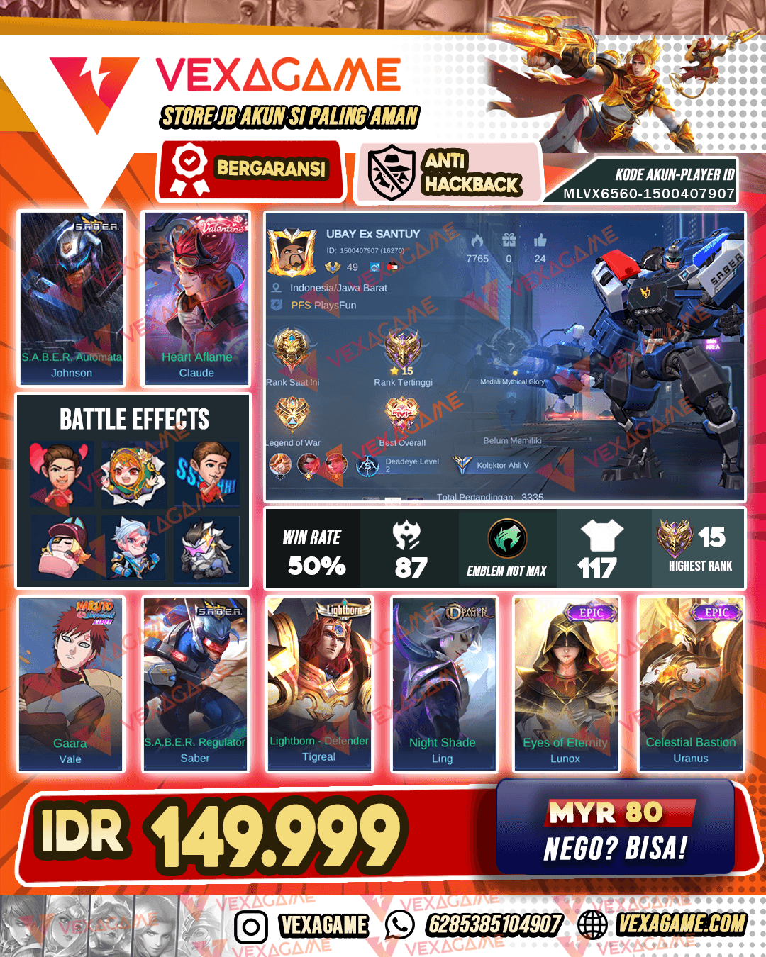 Jhonson SABER | Claude Valentine | Gatotkaca Epic