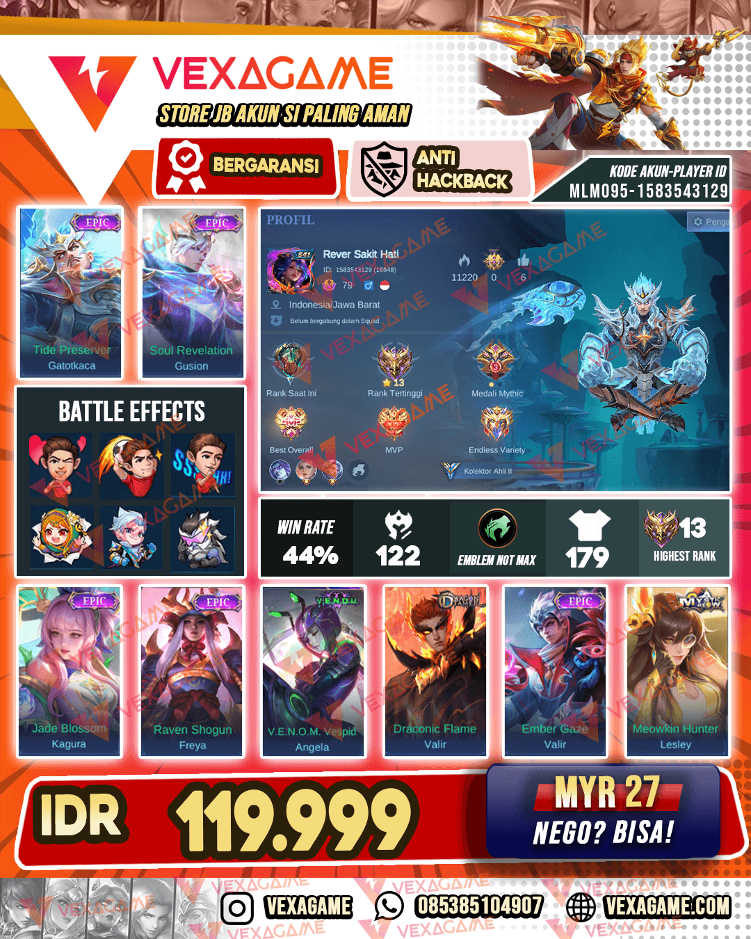Gatot kaca Epic | Gusion Epic | Freya Epic