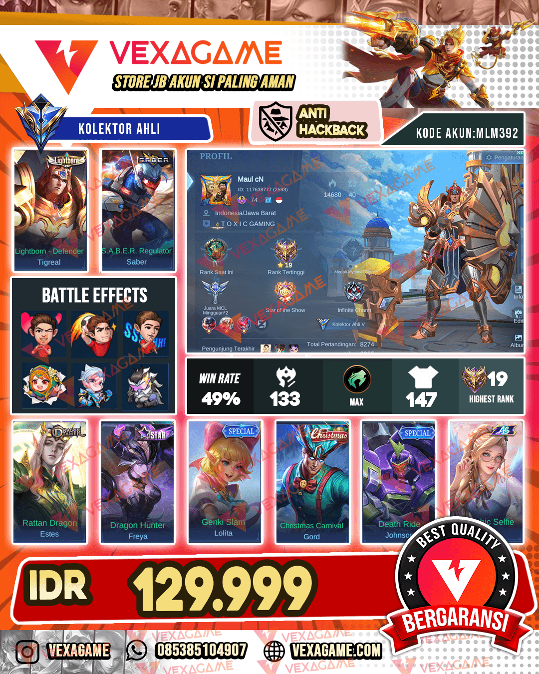 Tigreal Lightborn Emblem Hero MAX