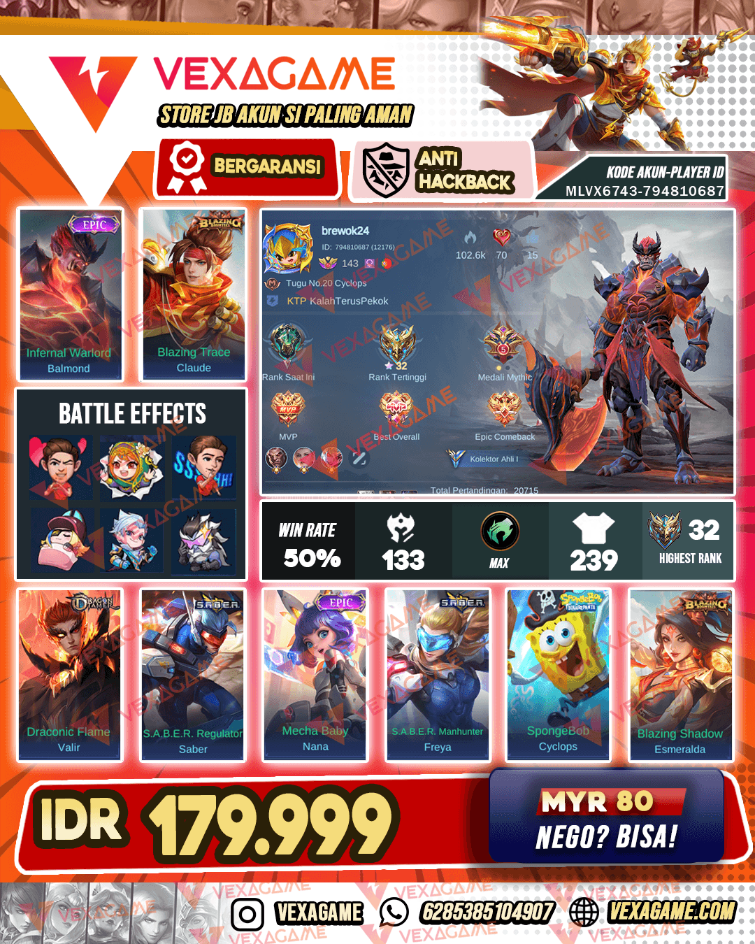 Balmond Epic | Claude Blazing | Emblem + Hero MAX