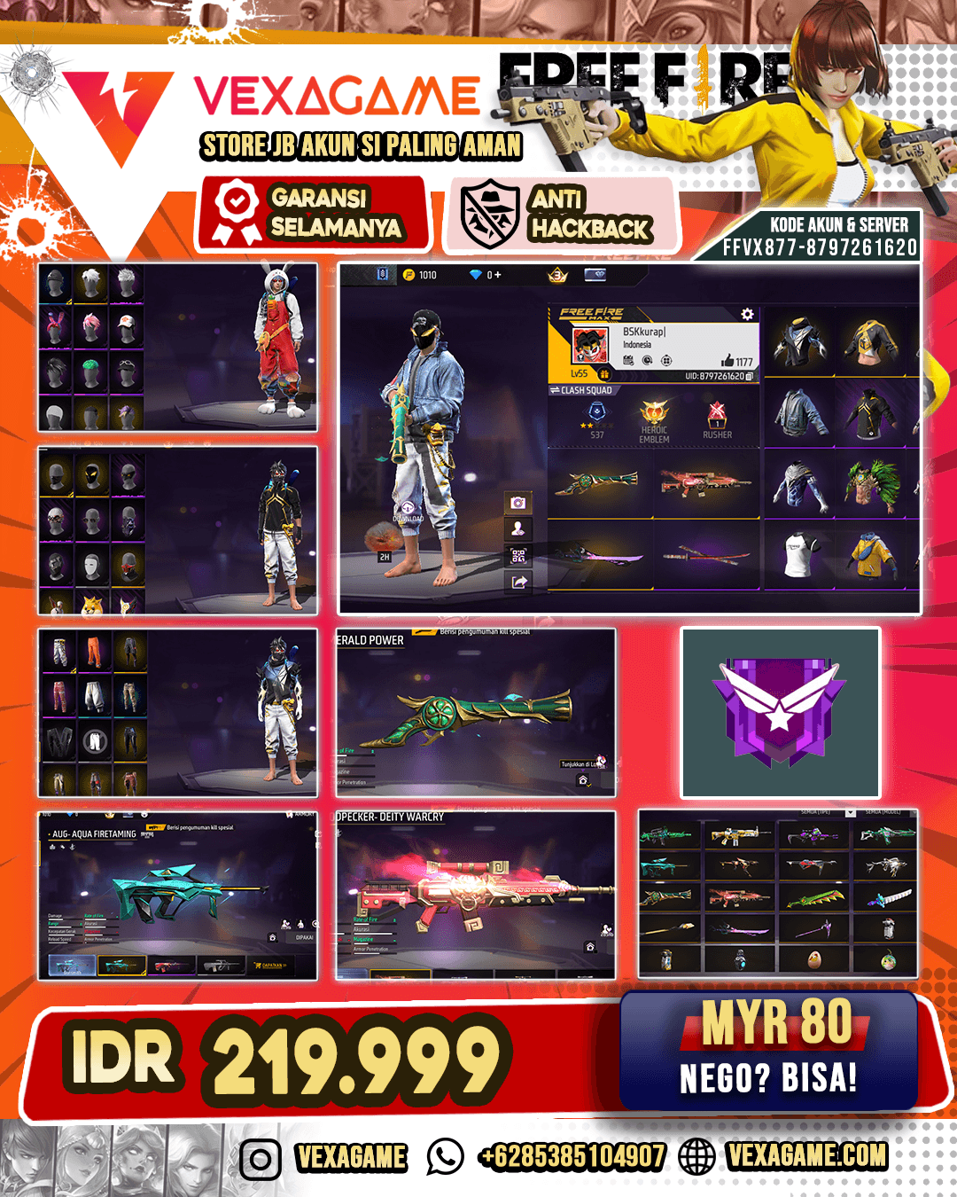 SG Terompet | MP5 S35 | Woodpecker Deity Warcry | Aqua Firetaming | Backpack Bunny | Celana Penjara |