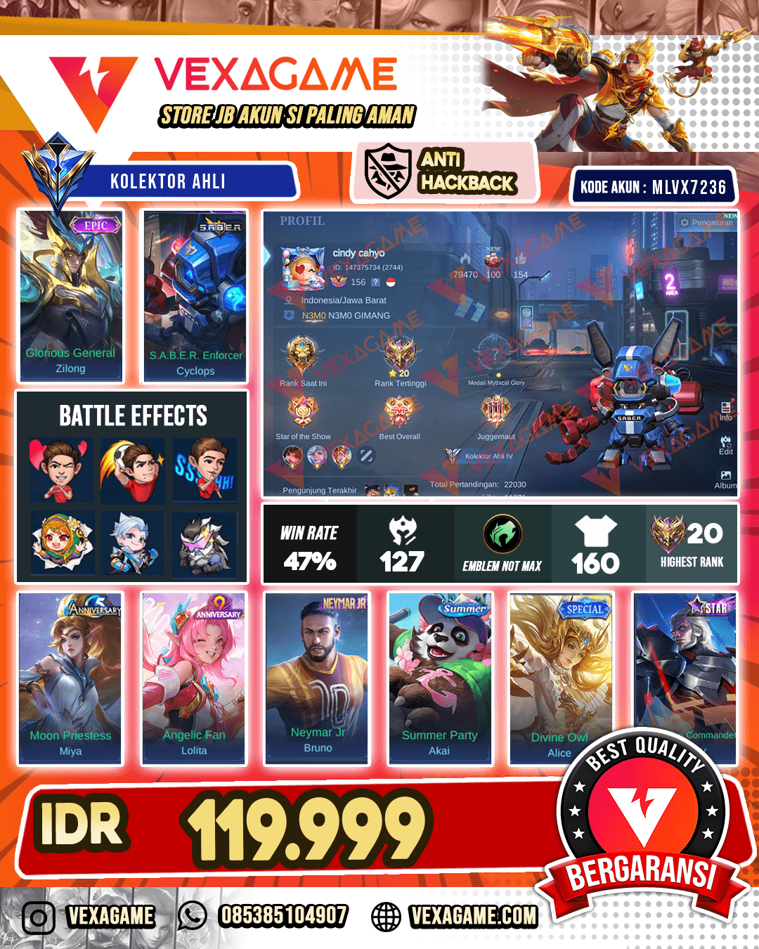 Cyclop Saber | Zilong Epic Recall Snowman