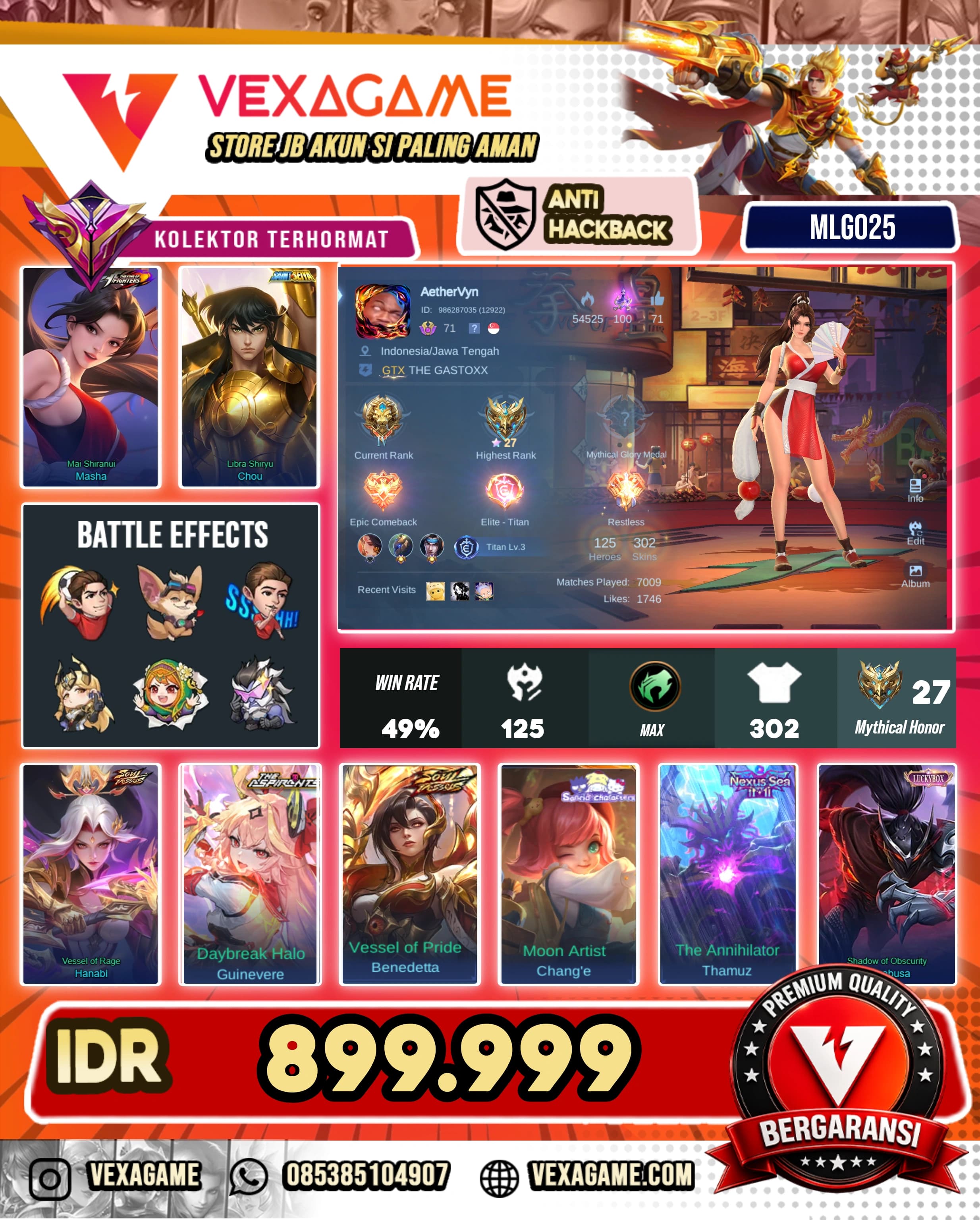 Masha KOF | Chou Saint Seiya Gold | Hanabi Soul Vessels | Change Sanrio | Thamuz 11.11 | Guinevere Aspirants | Benedetta Soul Vessels | 5 Luckybox