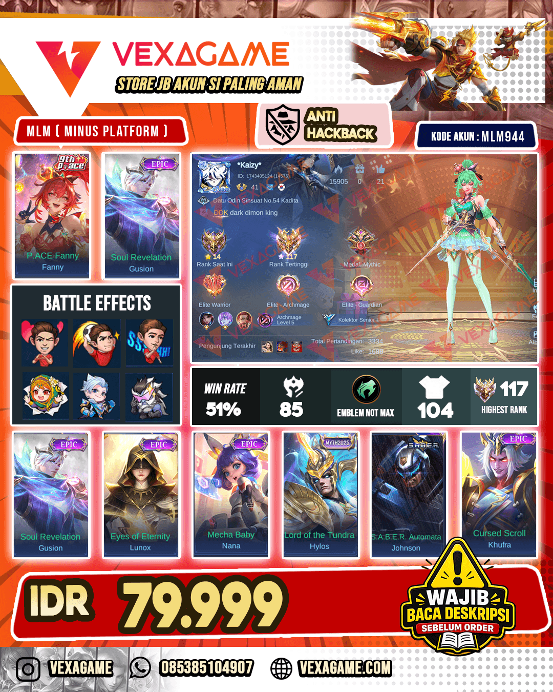 Fanny P Ace X Gusion Epic | Ex IMMORTAL