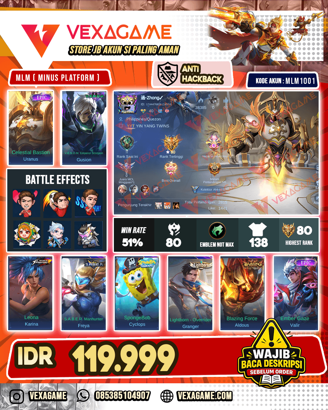 Uranus Epic | Gusion Venom