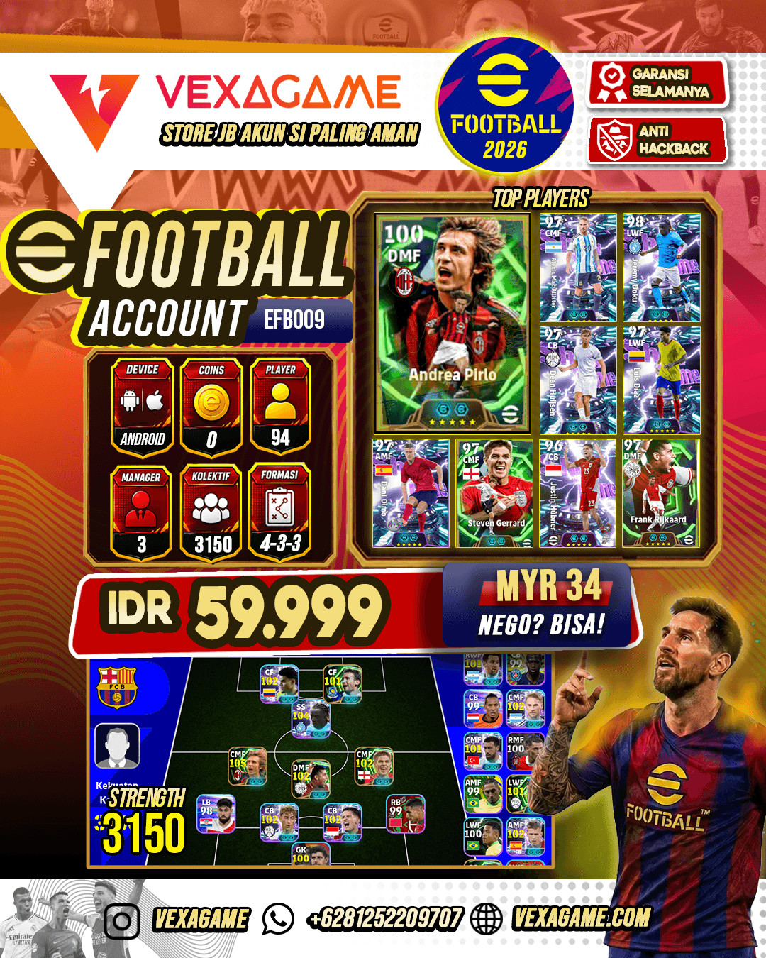POWER 3150 | Andrea Pirlo (Epic) | Doku (ShowTime) | Justin hubner (ShowTime) | Rijkaard (Epic) | Courtois