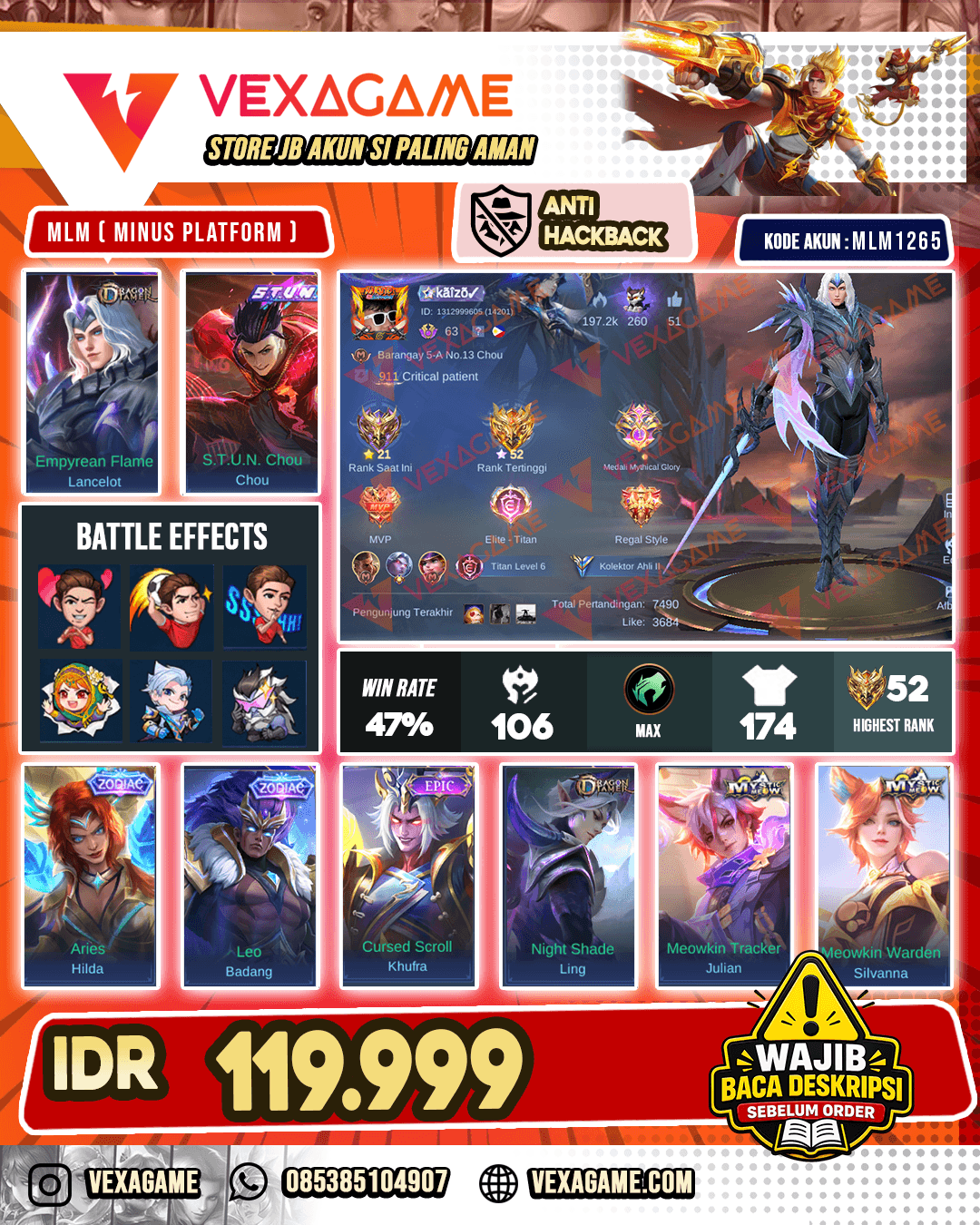 Lancelot Dragon Tamer X Chou STUN | Recall Tas Tas Merah