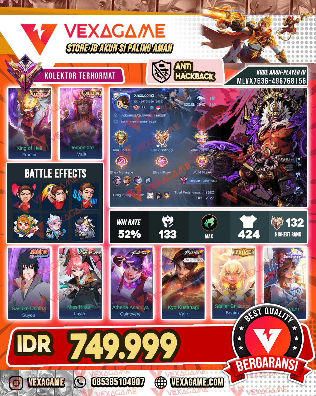 Franco Legend | Valir Collector | Su You Sasuke | Layla Aspirant | 2 KOF