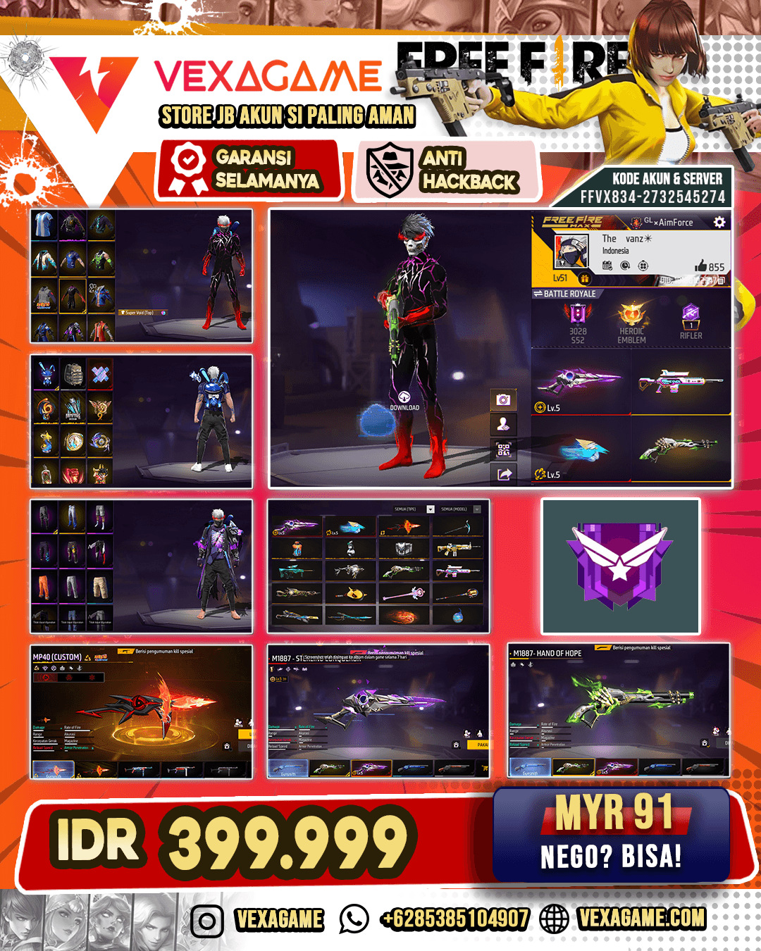 SG Sterling Conqueror Lv 5 | SG Lumut | MP40 Peningglaan Uchiha | Woodpecker Ace Gamer | Vault 100+
