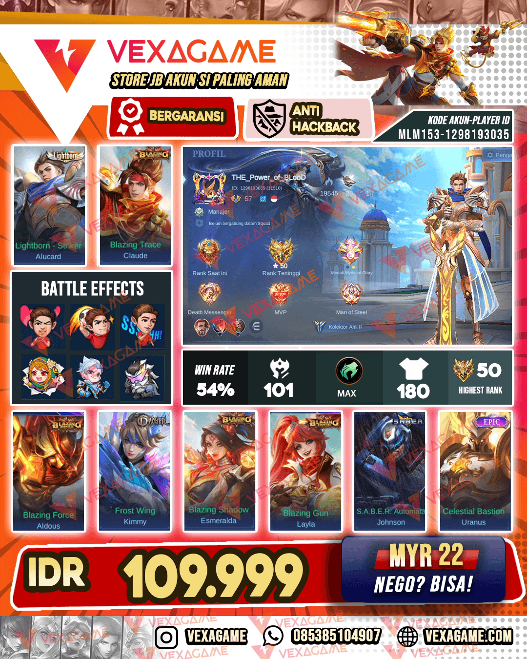 SERVER PH | Alucard Lightborn | 4 Blazing | Emblem MAX