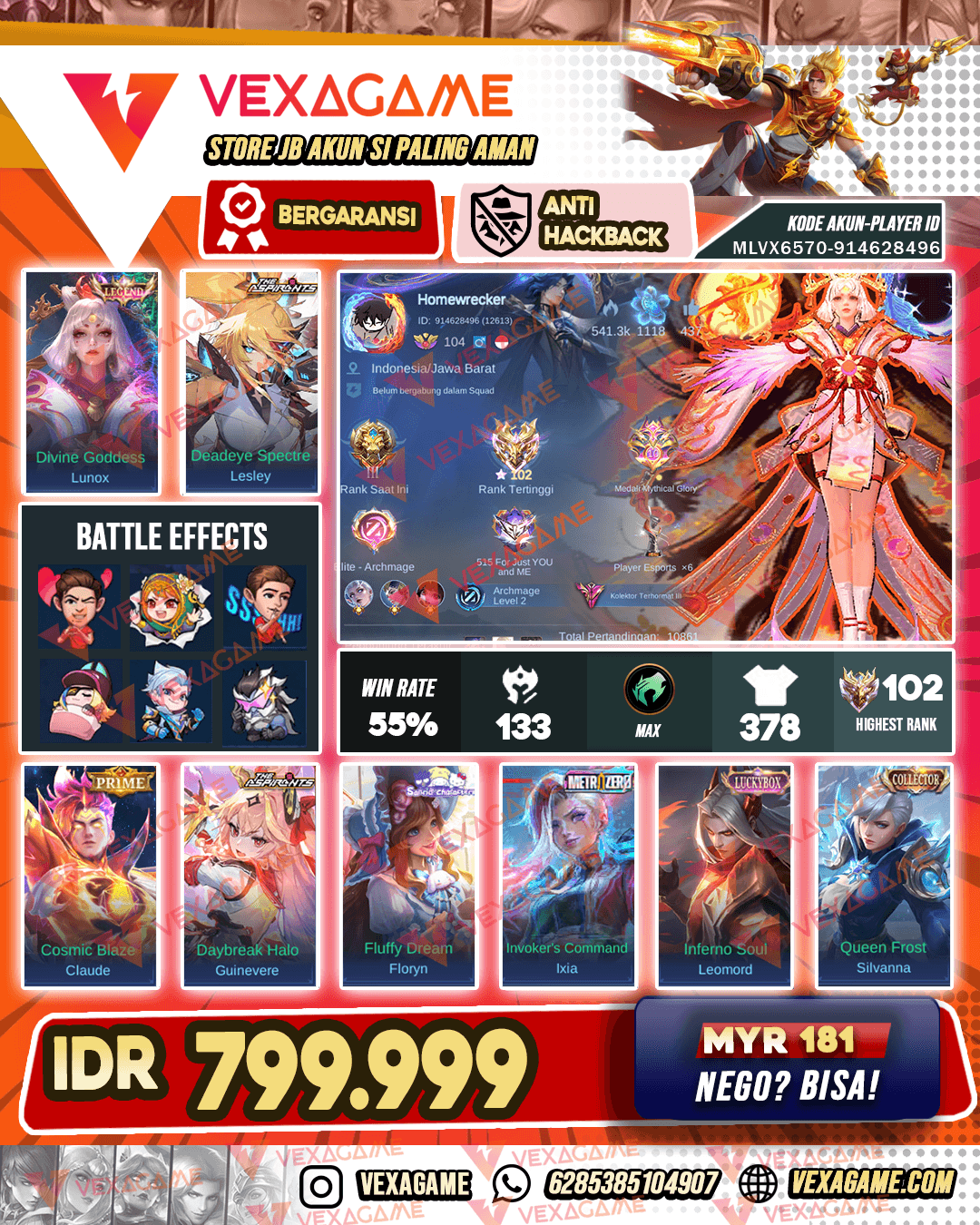Lunox Legend | 2 Aspirant | Ixia Metro Zero | 1 Col | 2 Luckybox | Emblem & Hero Max | EX Imo