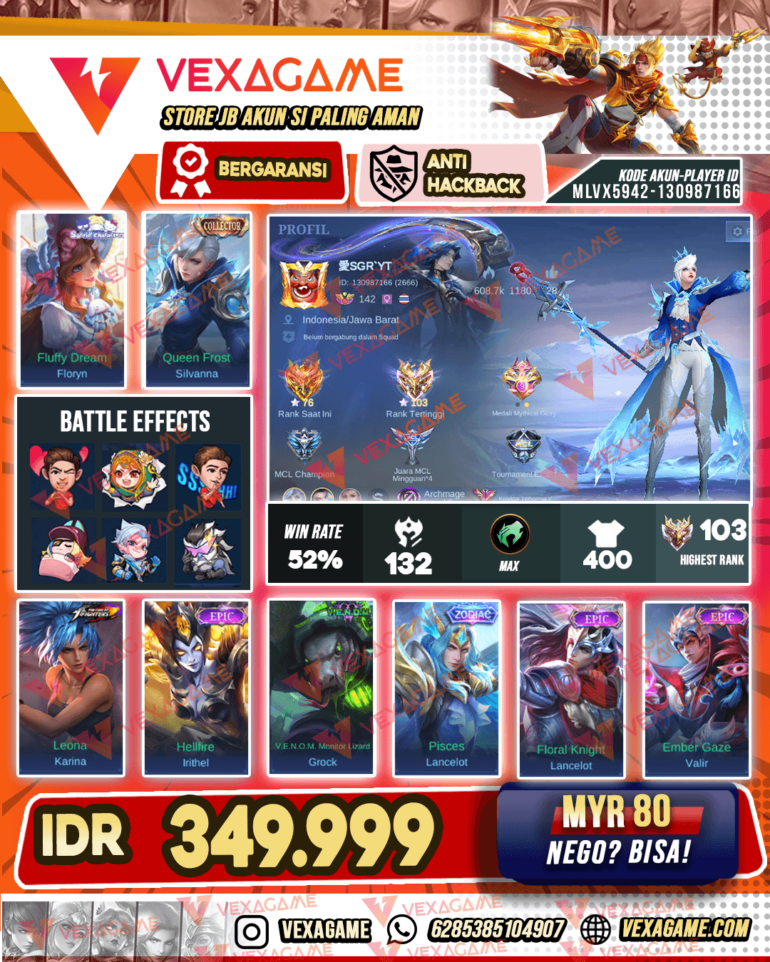 Floryn Sanrio | Silvanna Collector | Emblem MAX & Hero MAX | Ex Immortal