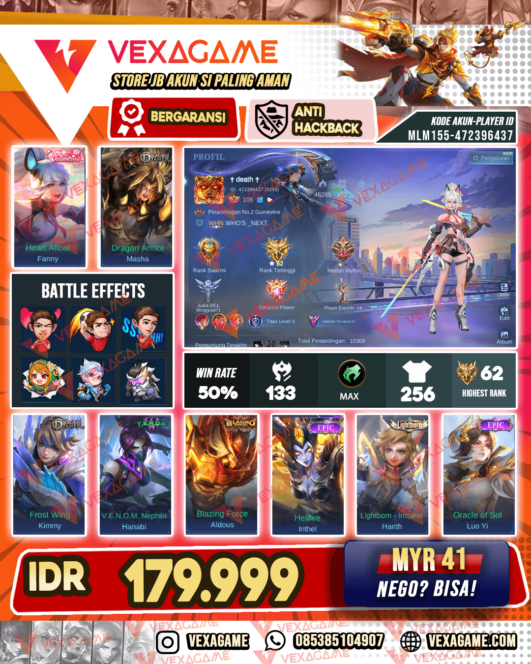 SERVER PH | Fanny Valentine | 2 dragon Tamer | Emblem & Hero MAX