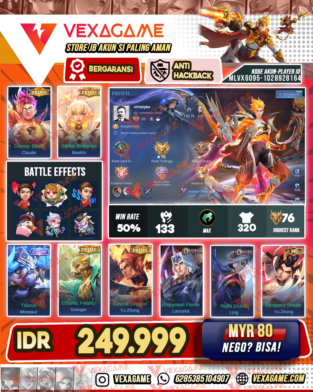 Claude Prime | Beatrix Prime | Yu Zhong Prime | Granger Prime | 2 Zodiac | Emblem & Hero MAX