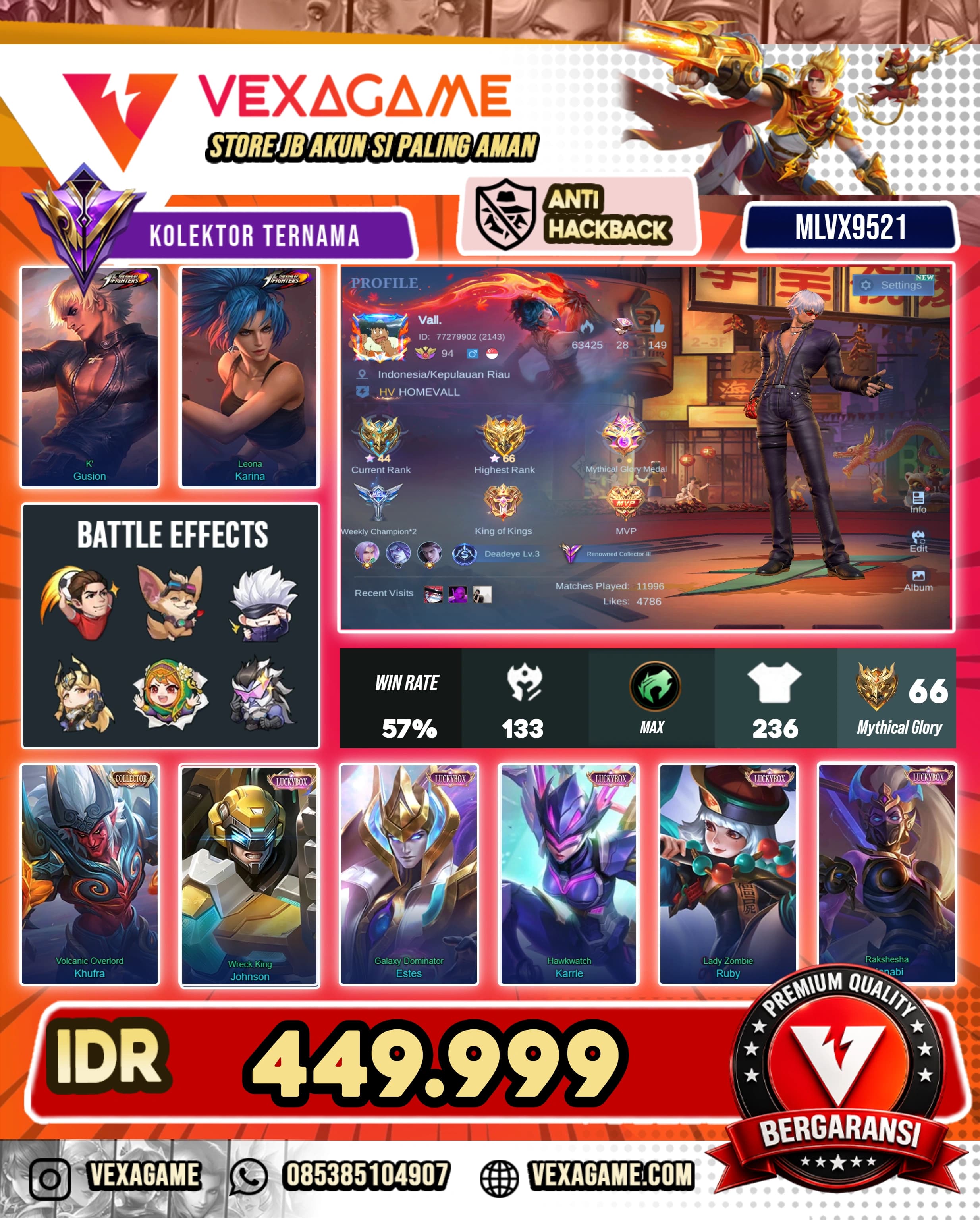 Gusion Kof | Khufra Collector | 5 Luckybox