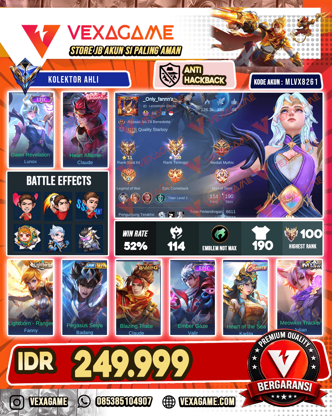 Lunox Epic | Claude Valentine | EX IMMORTAL