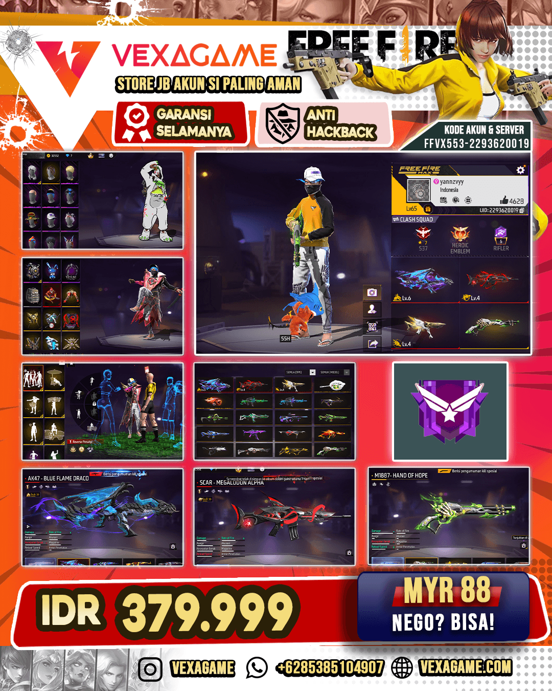 SG Lumut | AK47 Blue Flame Draco Lv 6 | SCAR Megalodon Alpha Lv 4 | MP5 Platinum Divinity Lv 4 | Vault 300+
