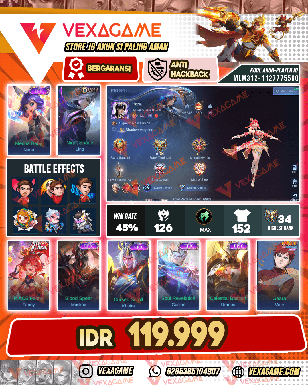 Fanny Pace | Gusion Epic | Emblem Max