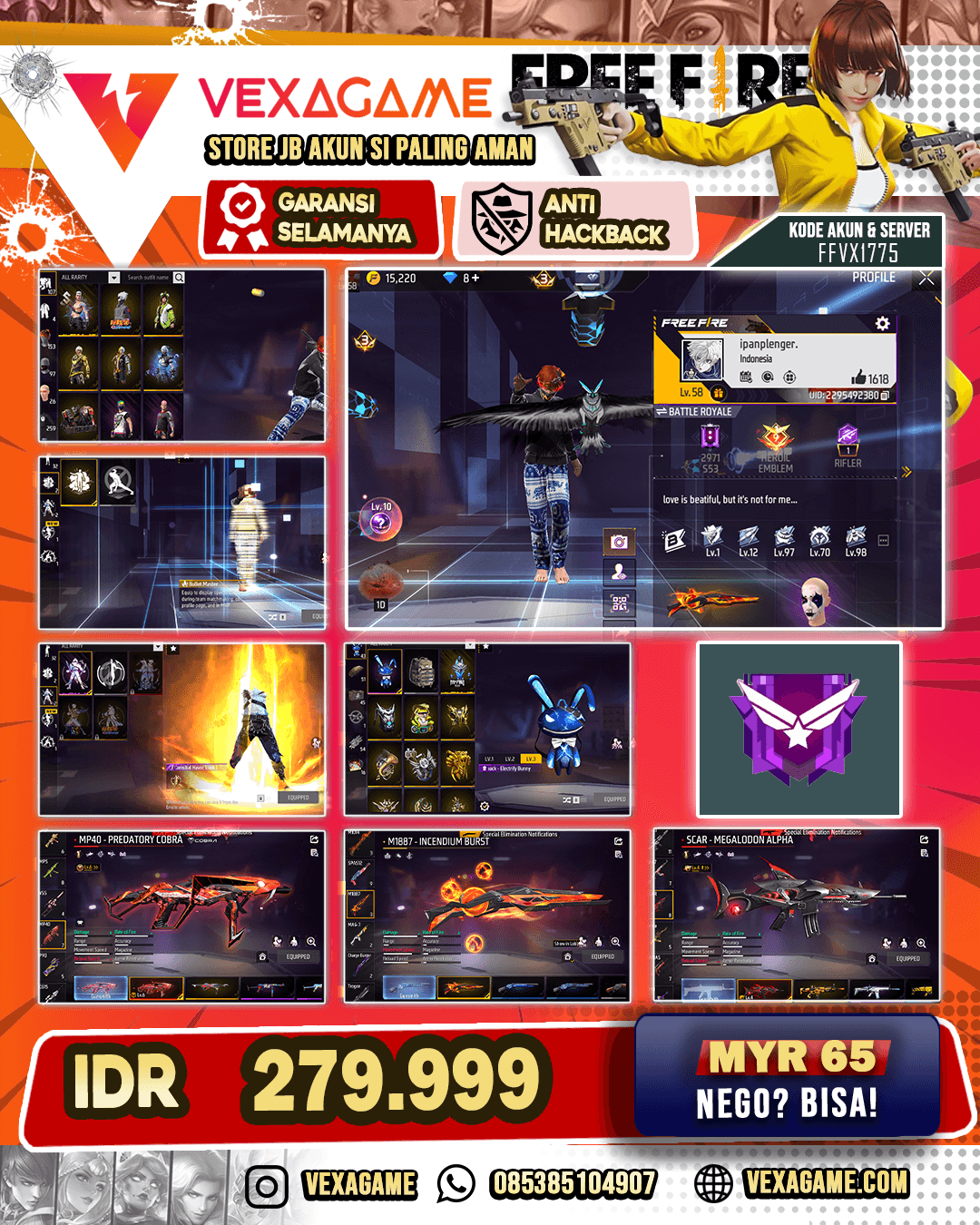 2 EVO 1 TW MAX | SG Meteor| Vault TW 300 | Animasi Lobby ON | Look Changer ON