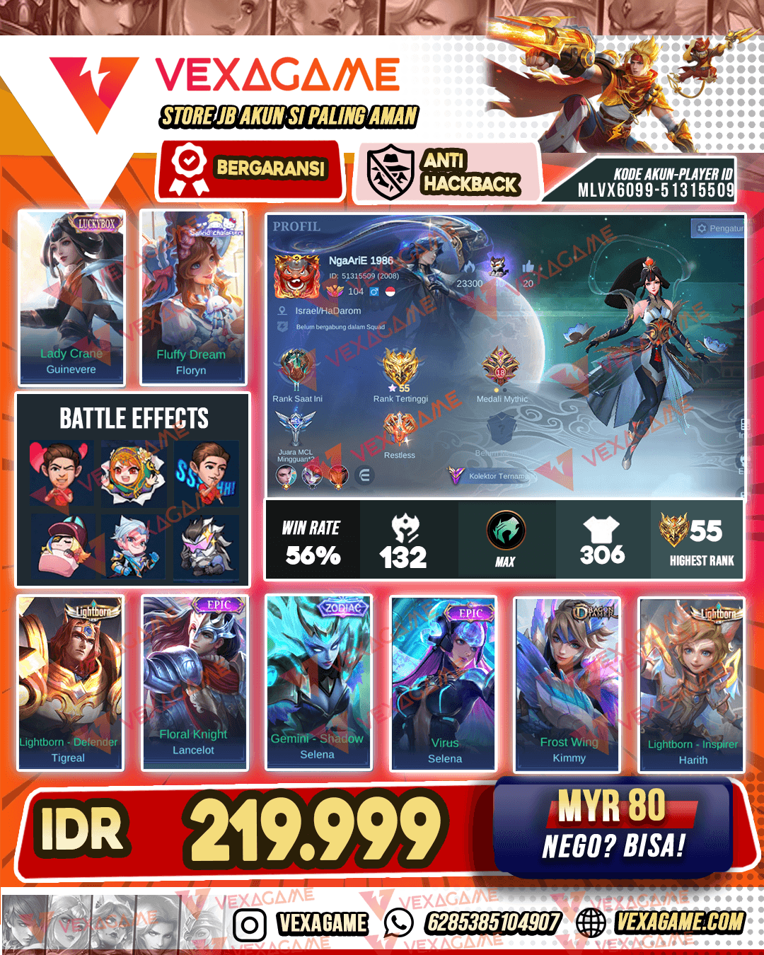 Guinevere Luckybox | Floryn Sunrio | Selena Zodiac | Emblem MAX | Hero -1 MAX
