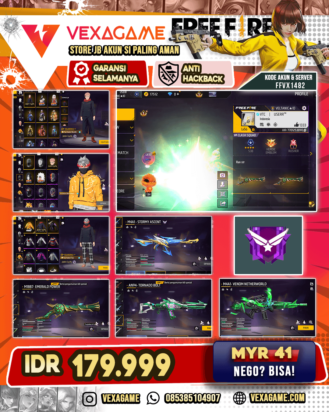 SG TROMPET | M4A1 2 RASA | AN94 TORNADO BOLT | RAMPAGE BACKPAGE | YUJI JJK BUNDLE & GOLDEN GHOST BUNDLE | VAULT 100+