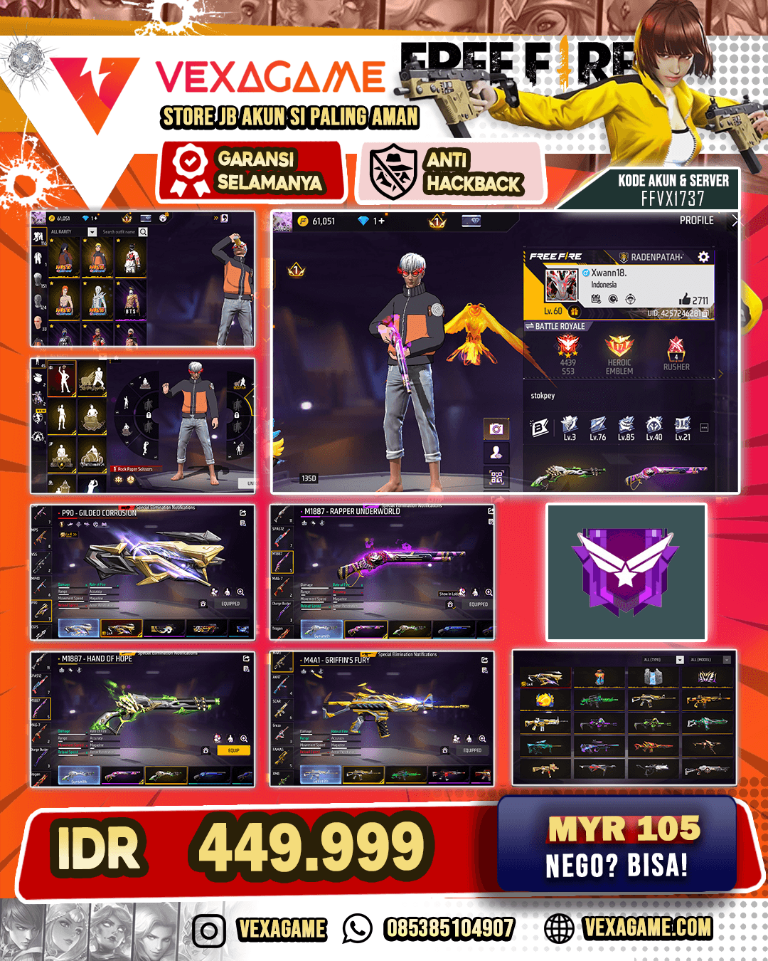 SG2 RAPPER X LUMUT | P90 EVO LV.4 | BUNDLE NARUTO X MADARA VAULT 240+