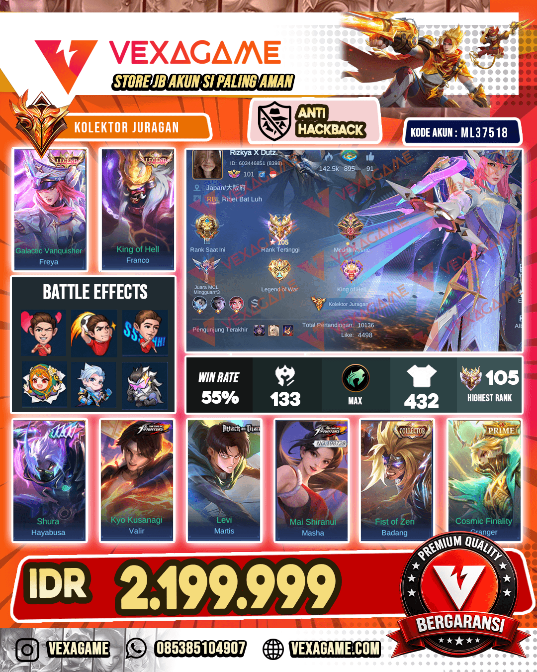Freya Legend X Franco Legend | Haybusa 11.11 | 4 Aspirants | Valir KOF | Martis AoT | Change Sanrio | Masha KOF | 2 Collector | 10 Luckybox