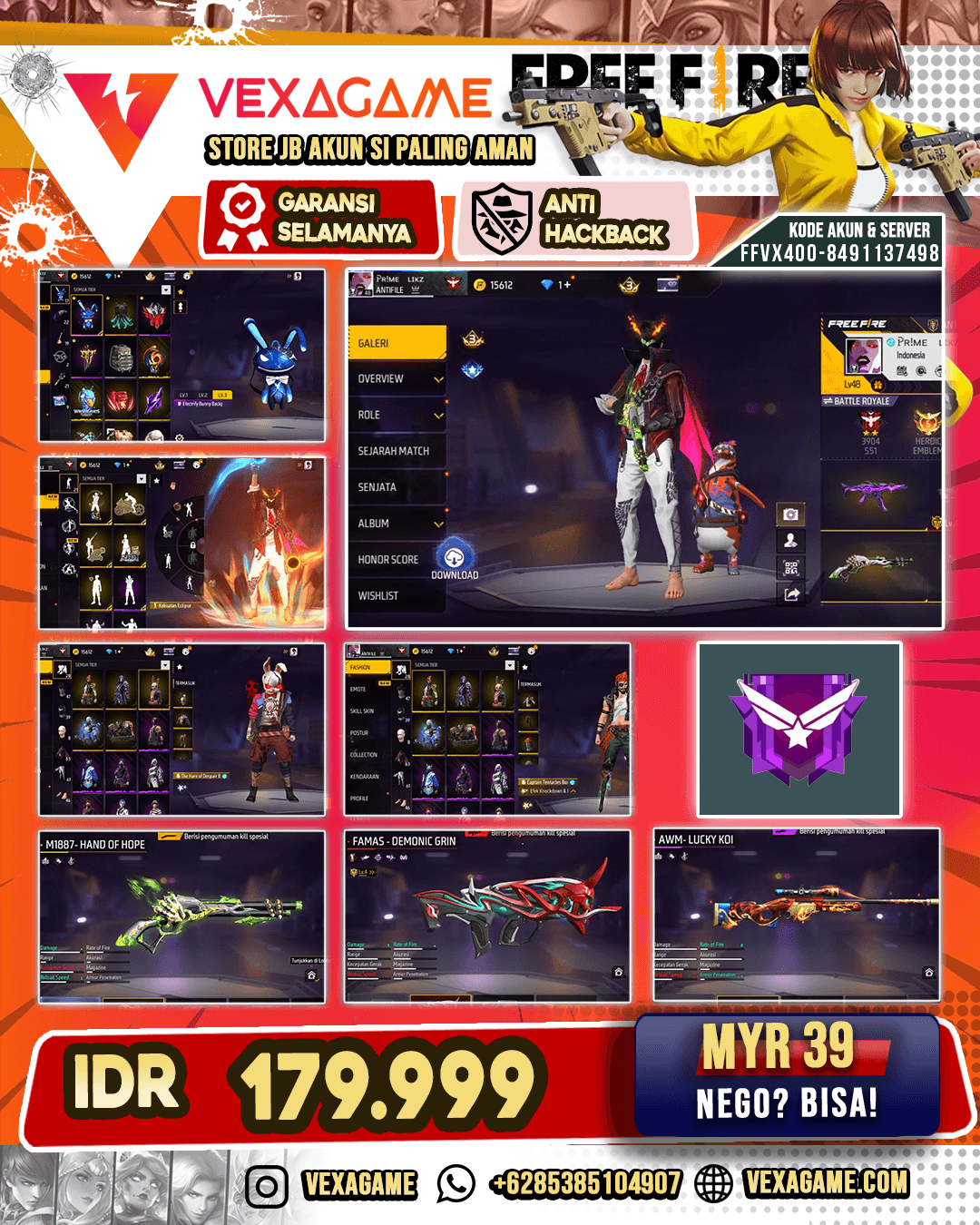 FAMAS - Demonic Grin Lv 4 | SG Lumut | Vault 80+ | Captain Tentacles Bundle | Bundle Bunny