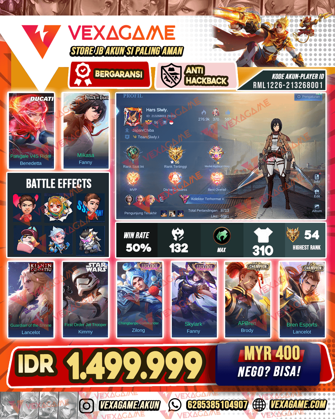 Fanny Mikasa | Benedetta Ducati | Lancelot Kishin | Kimmy Starwars