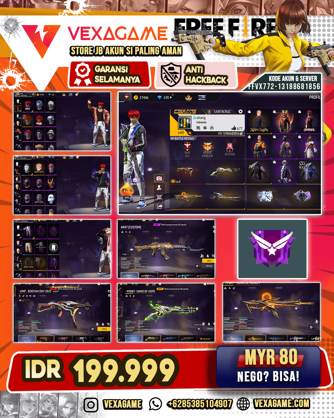 SG Lumut | UMP Booyah Day Lv 2 | M4A1 Sunrise Realm | Celana Angel |