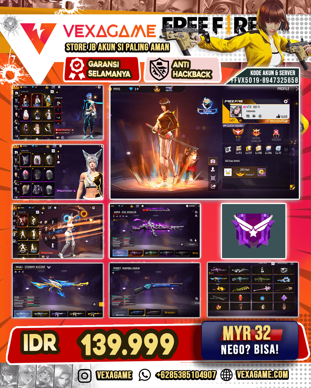 EVO AN94 EVIL HOWER | M4A1 STORMY | PARAFFAL ELANG PUIH | VAULT 100+