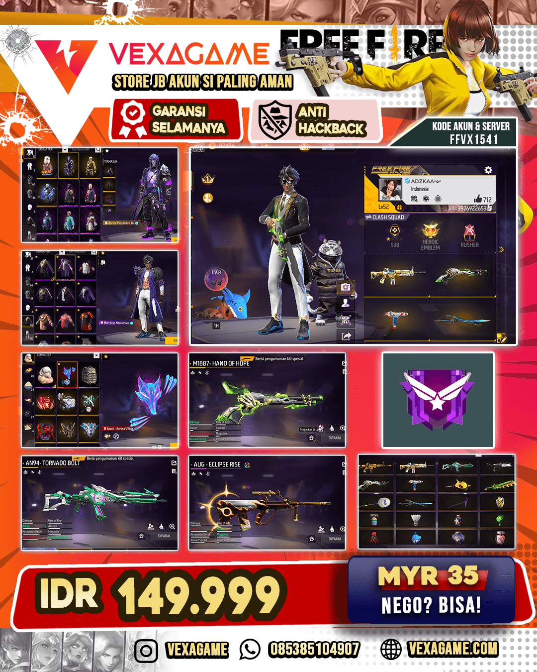 SG LUMUT | AN94 TORNADO BOLD | KATANA ON | BURIED PURPLEDUST BUNDLE | VAULT 90 ++