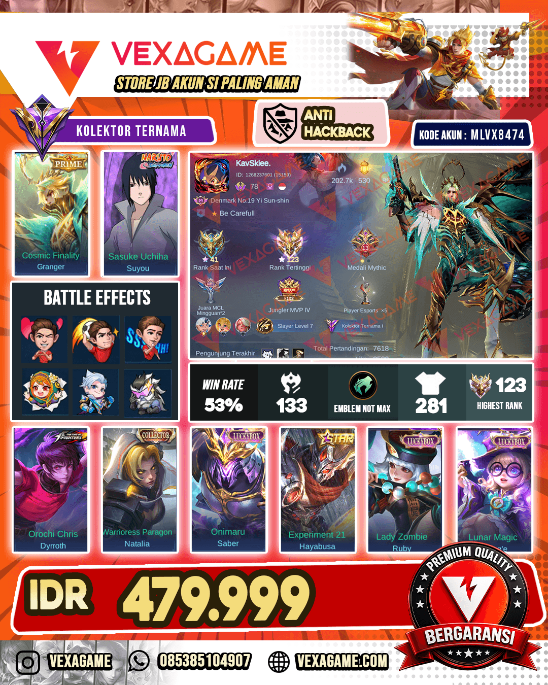 Granger PRIME X Suyou Sasuke X Dyrroth KOF | 3 Luckybox | Ex Immortal