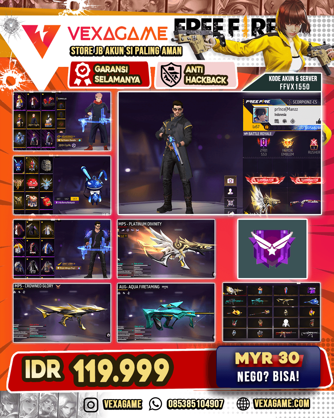 Baju Angel | MP5 Platinum Divinity Lv MAX | MP5 Crowned Glory | M4A1 Venom Netherworld | AUG Aqua Firetaming