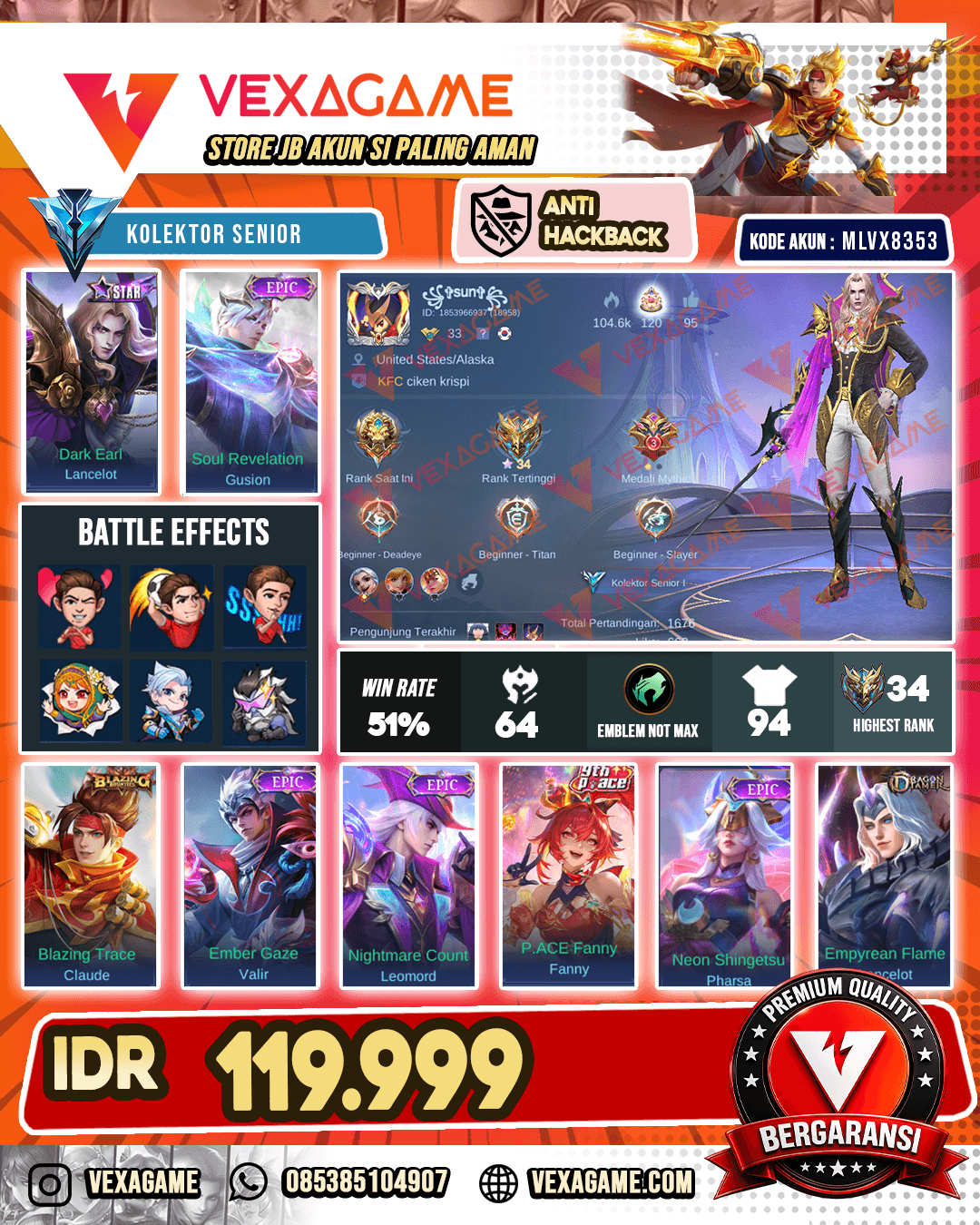 Lancelot Starlight | Gusion Epic