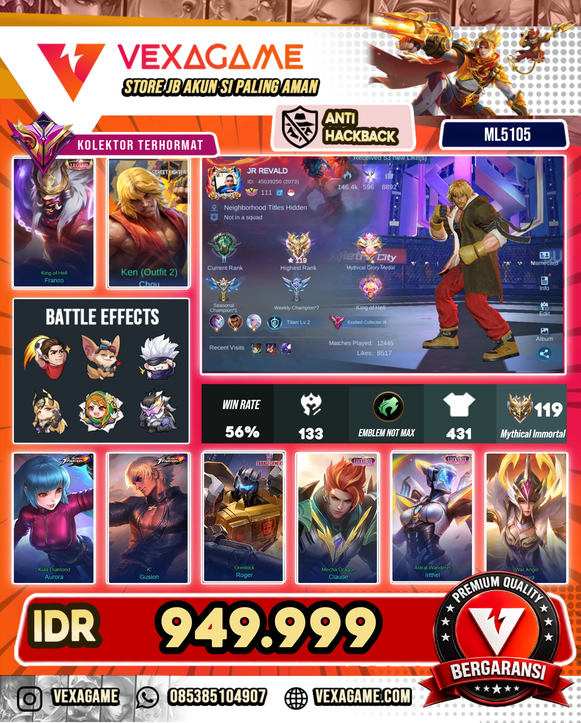 Franco Legend | 3 KOF | Clint Soul Vessel | Chou Street Figther | 8 Luckybox