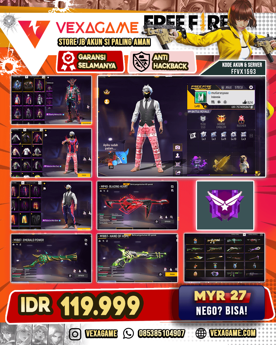 SG LUMUT x SG TEROMPET | SCAR PARADISE | MP40 BLAZING HEART | KATANA SCARLET | GLOWING MEMORY BUNDLE | VAULT 40 ++