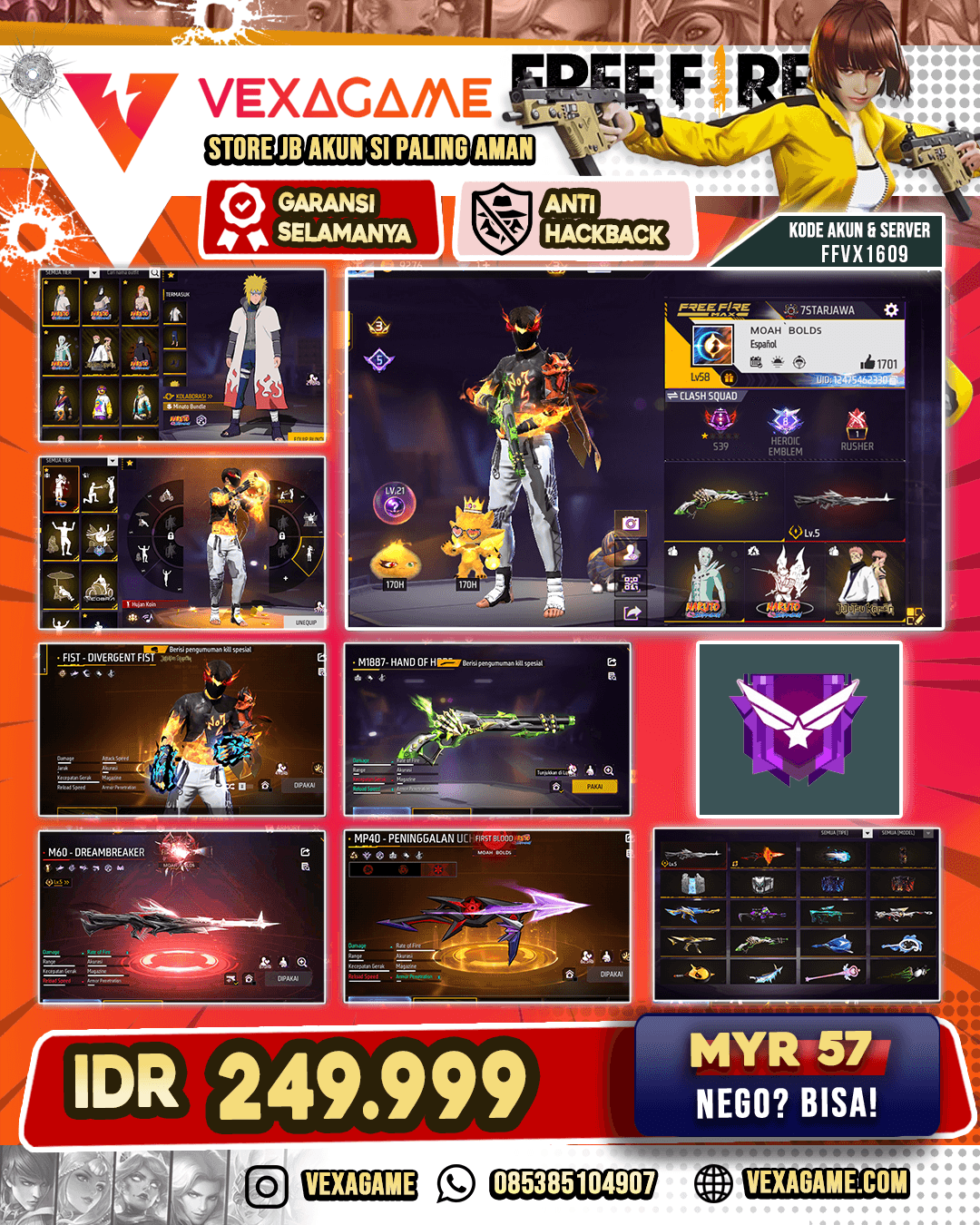 EVO M60 LVL-5 | SG LUMUT | MP40 PENINGGALAN UCHIHA | 5 BUNDLE NARUTO - BUNDLE OBITO | 1 BUNDLE JJK