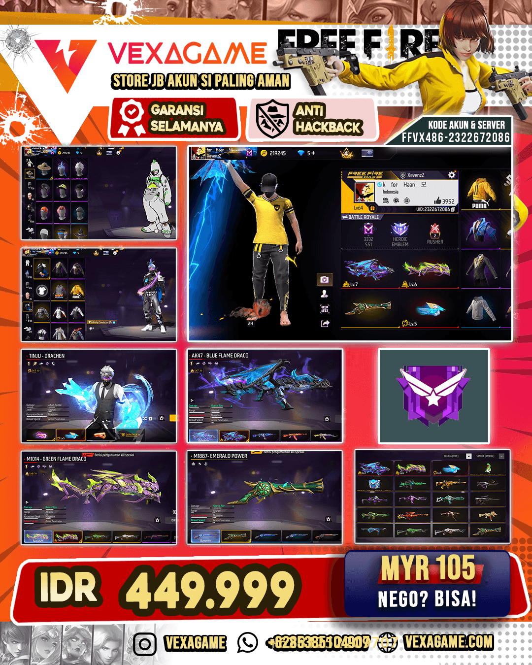 EVO AK47 DRACO MAX | EVO SG PANJANG OTW MAX | TINJU MAX | SG TROMPET | VAULT 370+