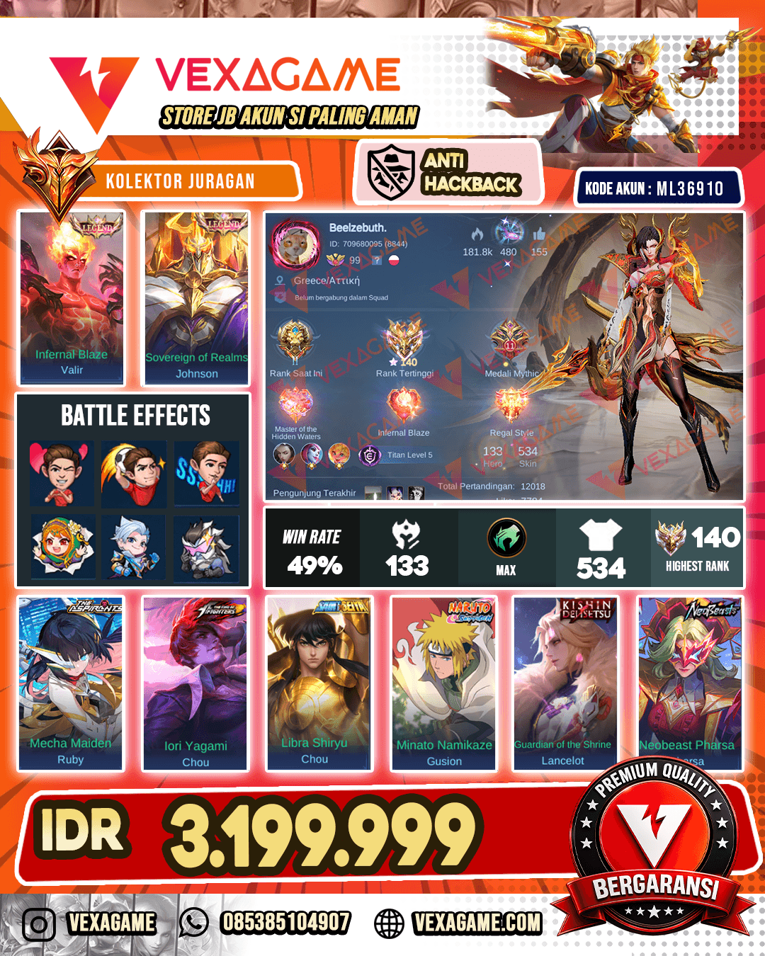Franco X Valir Legend | Lancelot Kishin | Chou KOF X Saint Seiya | Gusion Minato | Pharsa Neobeast | Gusion 11.11 | Dyrroth KOF | Change X Guin Aspirants | Benedetta Soul Vessels | Pauqito KOF | Yu Zhong Exorcist | Wanwan 11.11 | Xavier JJK | 3 Collector