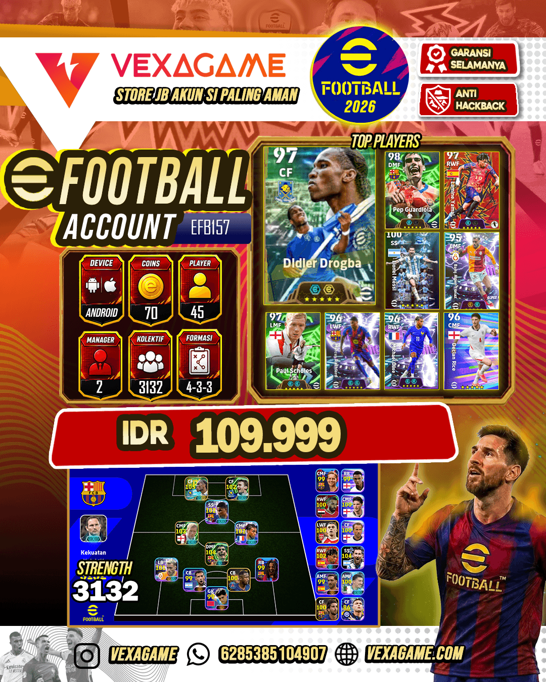 Didier Drogba, Kevin De Bruyne, Marcus Rashford, Lionel Messi