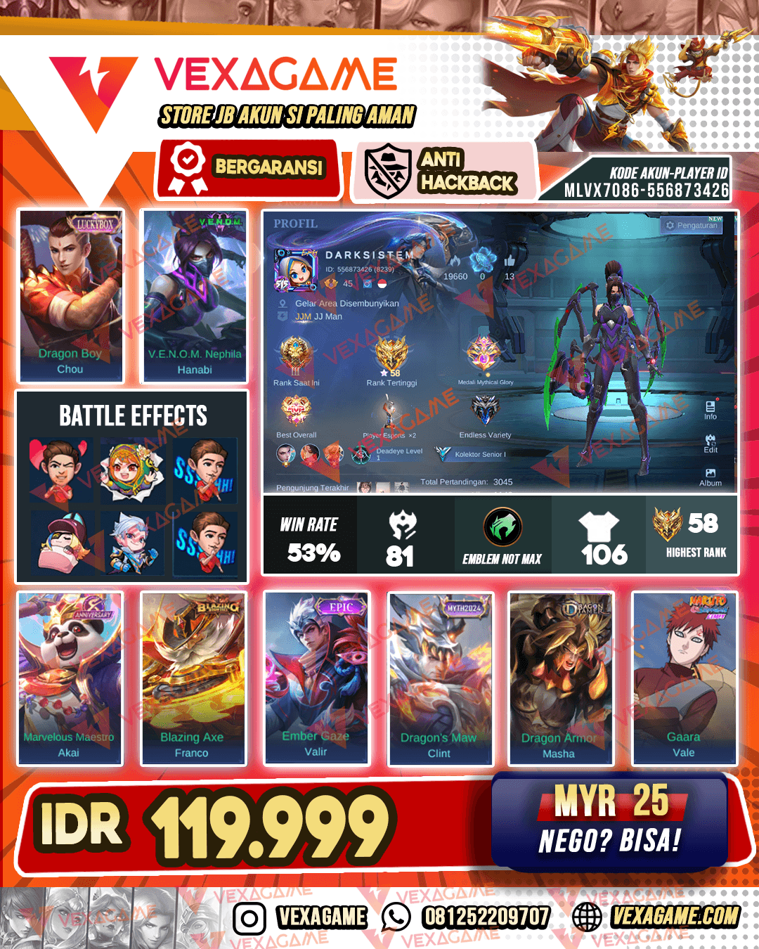 Hanabi Venom X Chou Luckybox | OTW Emblem MAX