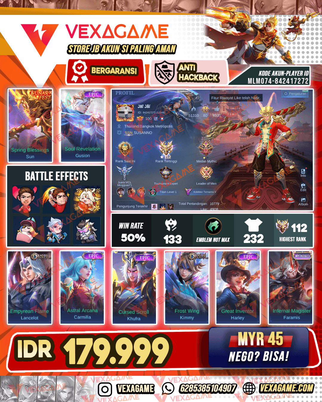 Sun Lunar Fest | Gusion Epic | Ex Immortal